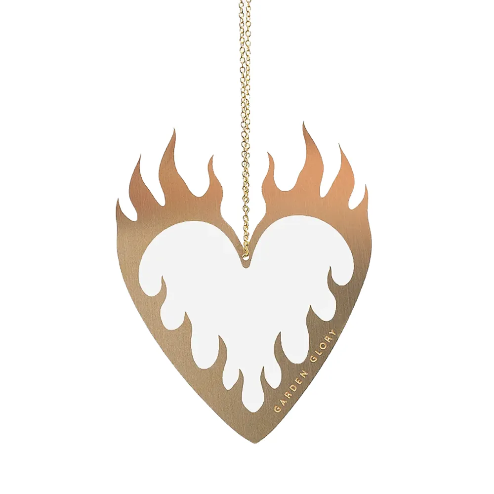 Garden Glory Flaming Heart Ornament Gold