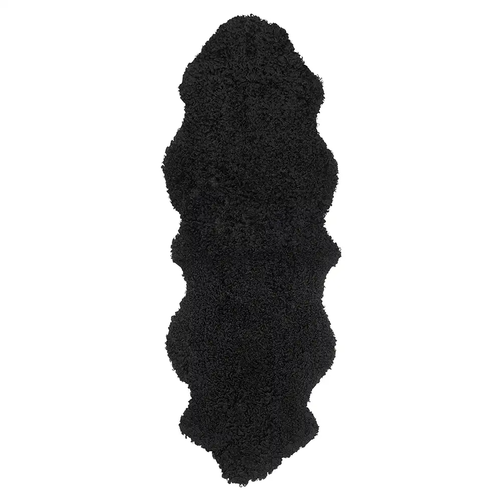 Skinnwille Curly Lampaannahka 60×180 cm Black